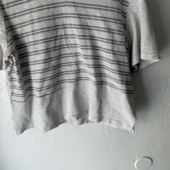 Steven Ross Naturally Vintage 90s XL Gray‎ Striped Cotton Short Sleeve Top - Picture 3 of 8